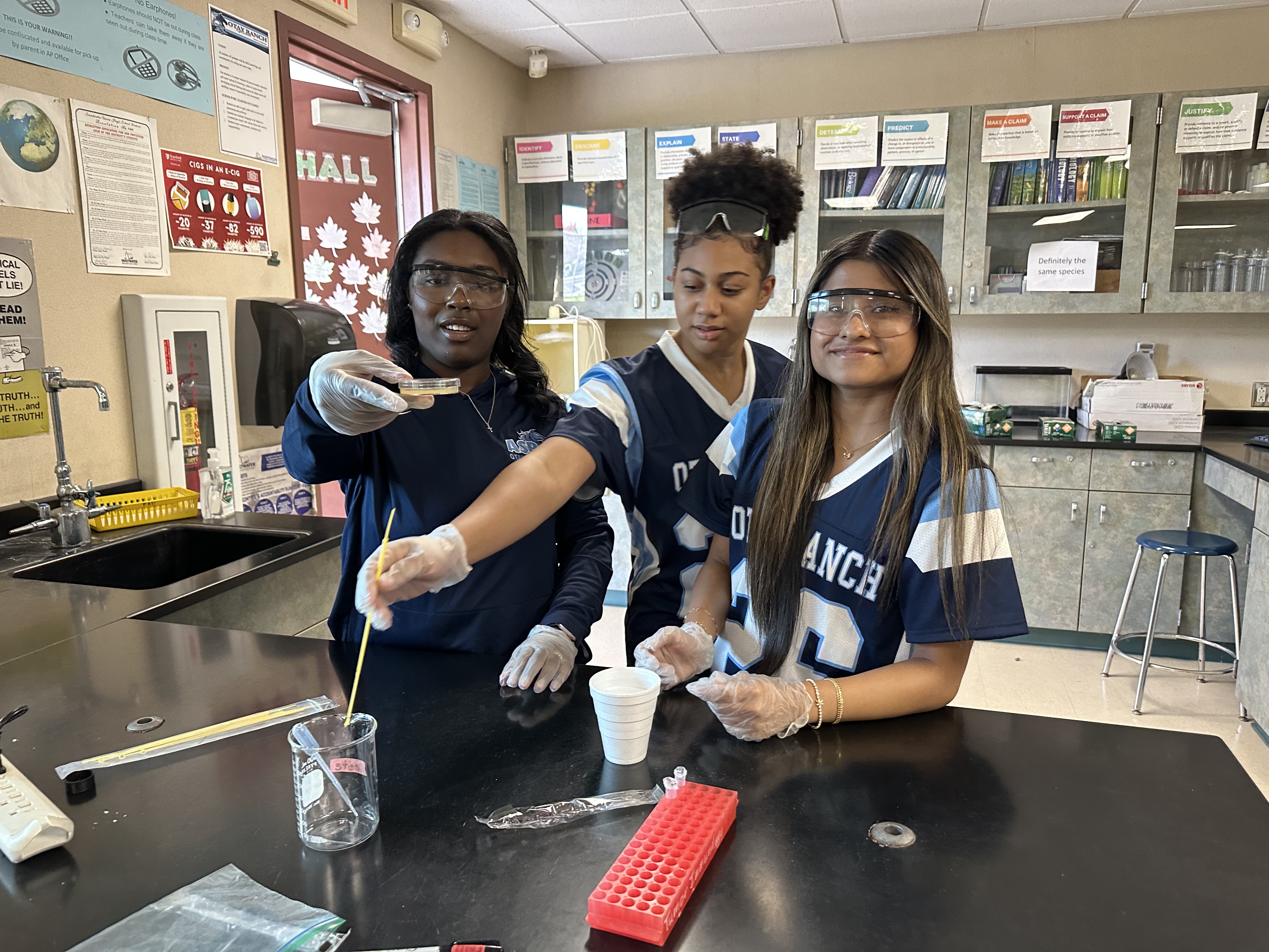 Three students after they plated their cells