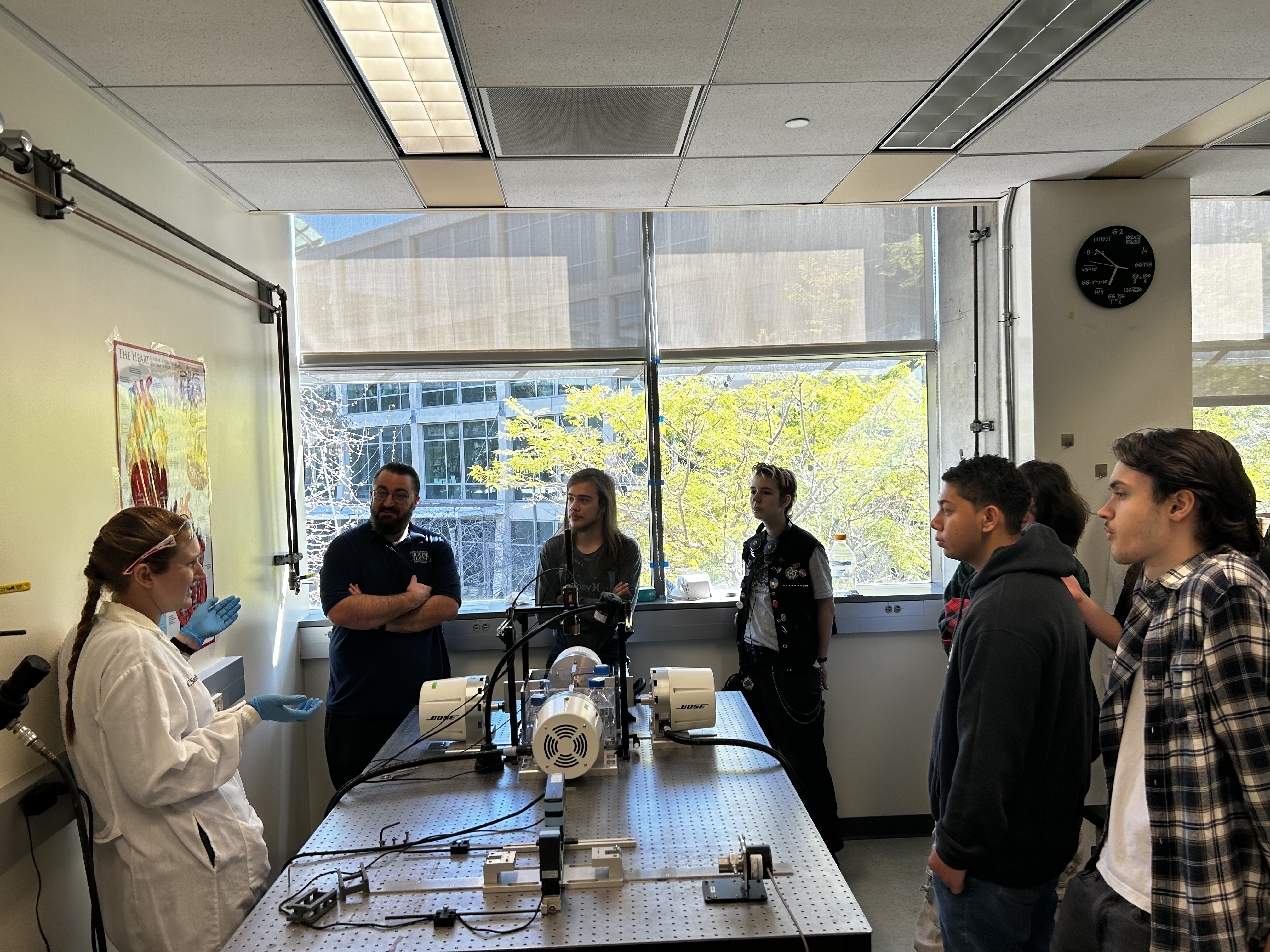 Becky from the DVJ Lab demonstrates the stress machine