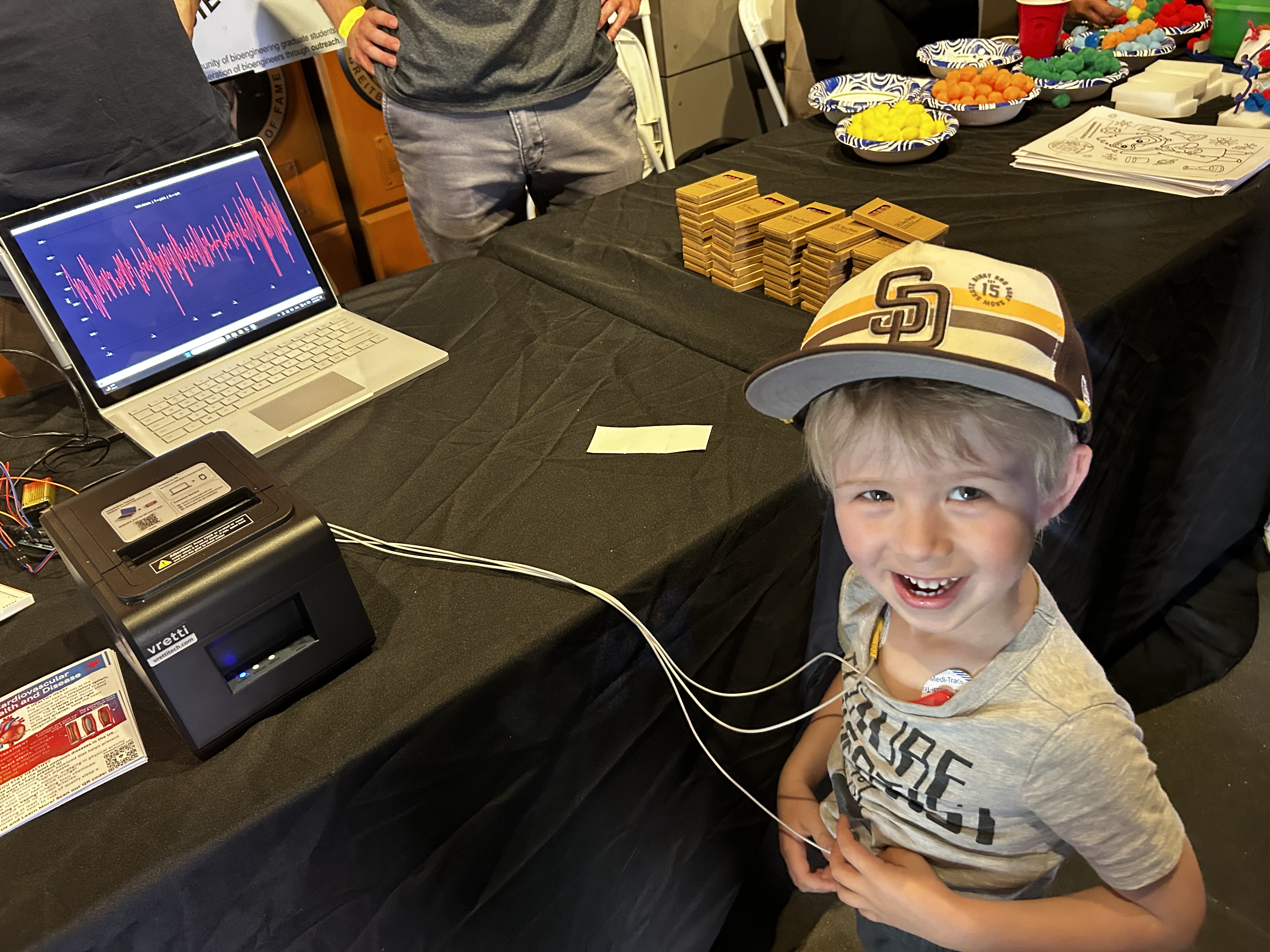 A really happy kid in front of his ECG readout. His dad was great at placing the leads. Turns out he is an anesthesiologist!